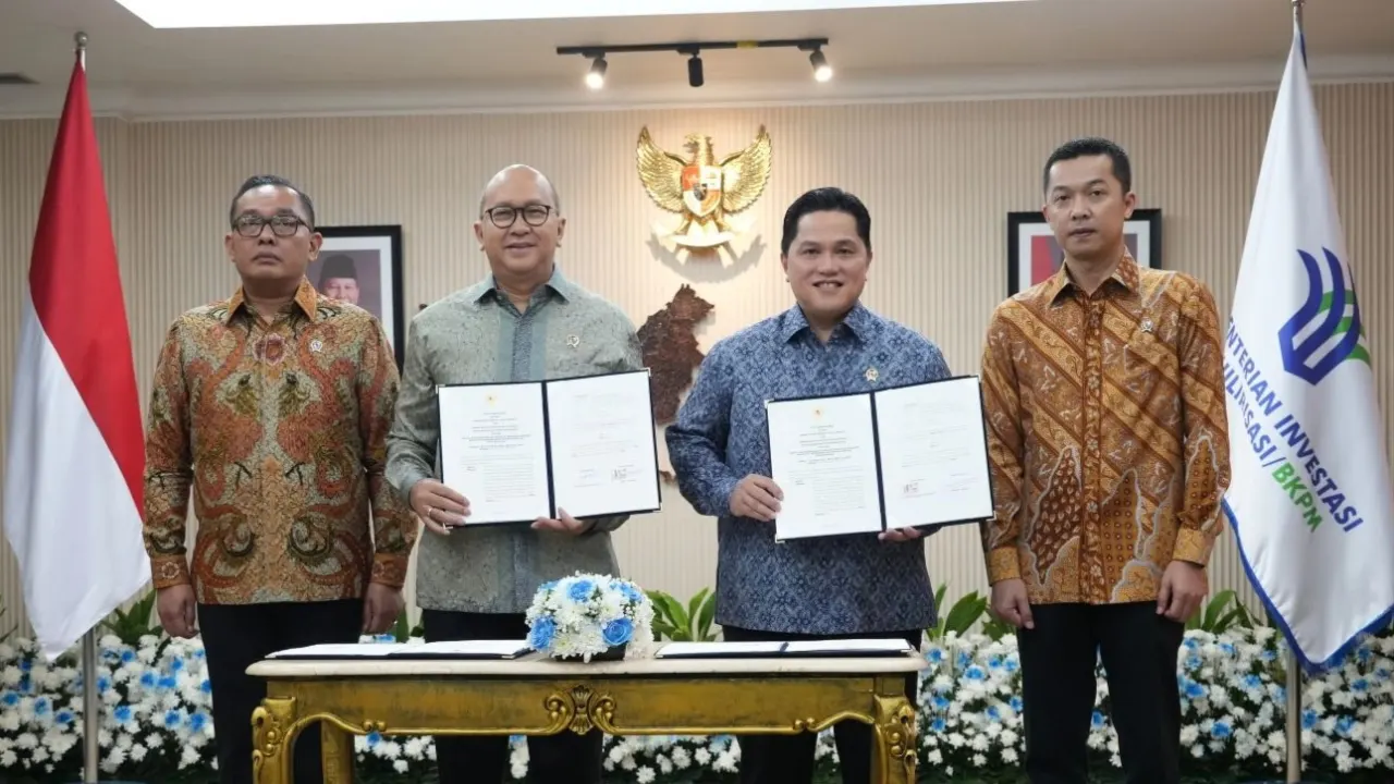 Kepala BKPM, Rosan bersama Menpora, Erick Thohir