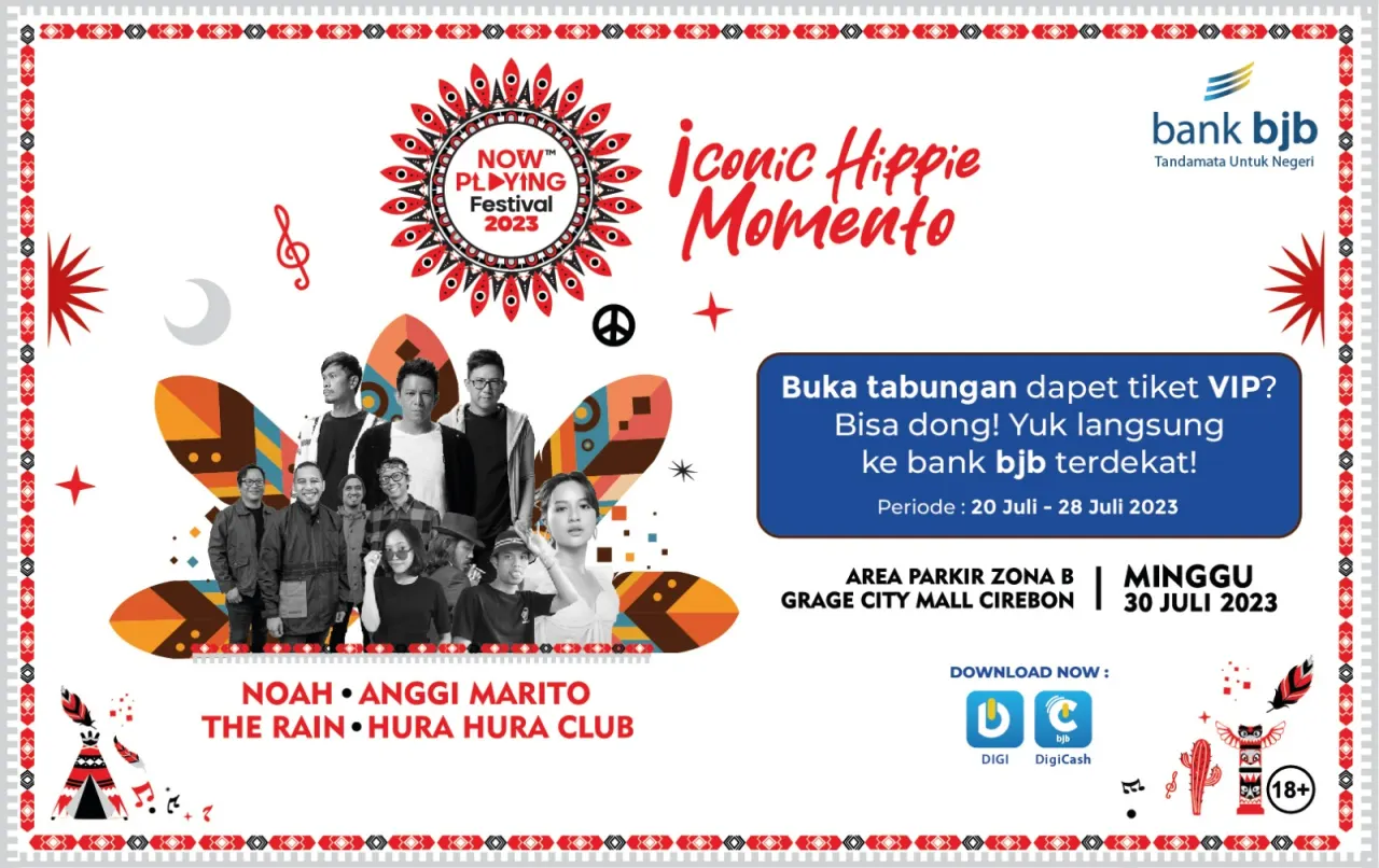 Now Playing Festival Cirebon 2023 akan menampilkan musisi papan atas lintas genre seperti The Rain, Hura Hura Club, dan Anggi Marito. Namun, yang paling ditunggu-tunggu dalam event ini tentunya adalah penampilan dari Noah, yang digawangi Ariel, Lukma