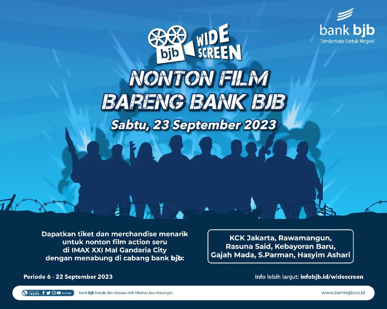Nasabah maupun calon nasabah dapat langsung mengunjungi kantor cabang bank bjb KCK Jakarta, Rawamangun, Rasuna Said, Kebayoran Baru, Gajah Mada, S.Parman, Hasyim Ashari terdekat dan membuka tabungan bjb Tandamata Berjangka/SiMuda atau bjb SIAP (Dana 